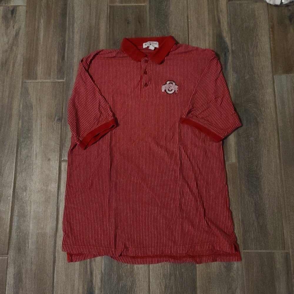Vintage Ohio State University Polo T Shirt Striped